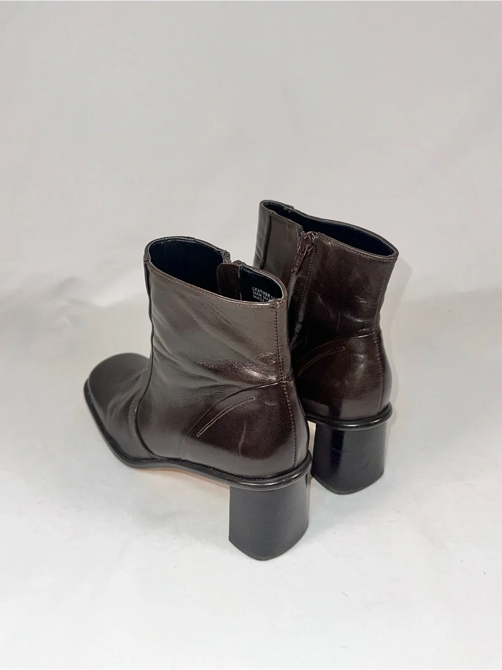 Etienne Aigner Swatter Truffle Brown Leather Ankle Boots Size 7.5 Square Toe